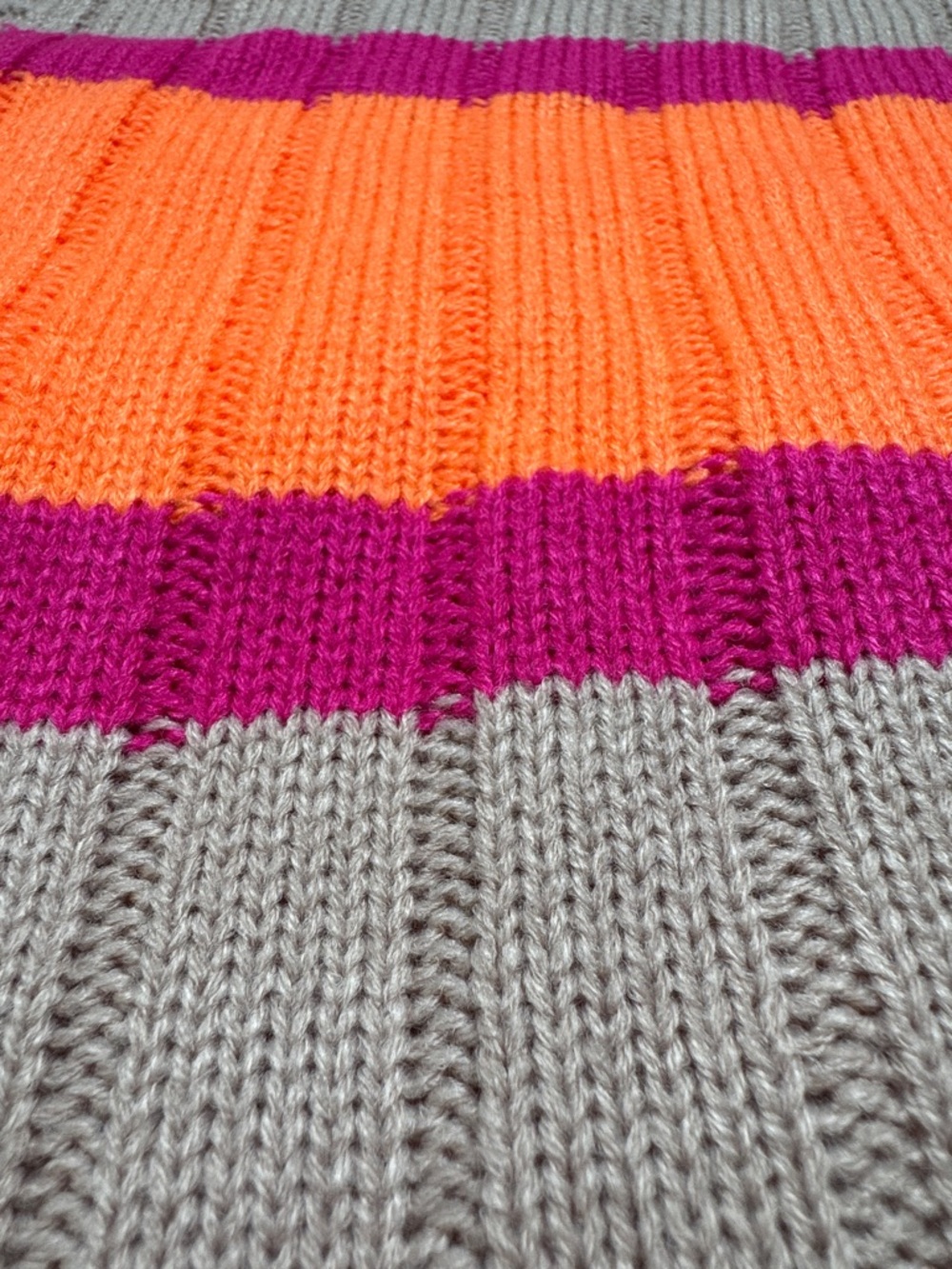 πHPπ Boutique NWOT Striped Knit Open Cardigan π Taupe Neon Orange & Magenta - Picture 12 of 13